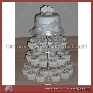 Clear Finely Designed 4 Tiers Round Lucite Cupcake Stand Rack